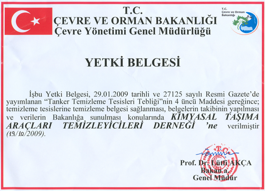 T.C. Çevre ve Orman Bakanlığı Yetki Belgesi